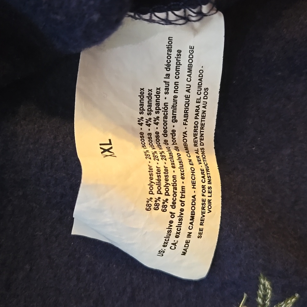 Gloria Vanderbilt Navy Blue Lemon Embroidered Crewneck Sweatshirt Size XXL - Picture 7 of 8